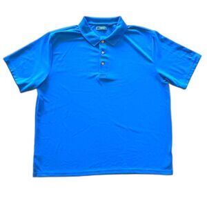 Cubavera tshirt plus golf mens blue short sleeve casual front button plus sz 3X.